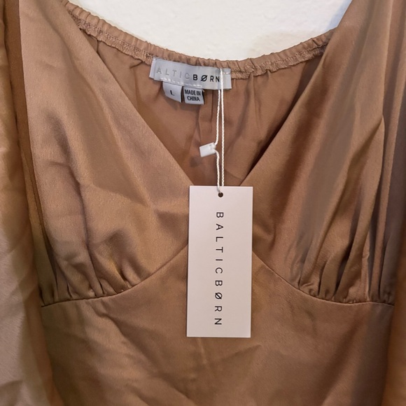 NWT Baltic Born Aubree Pleated Dress in Champagne size L - Picture 2 of 5